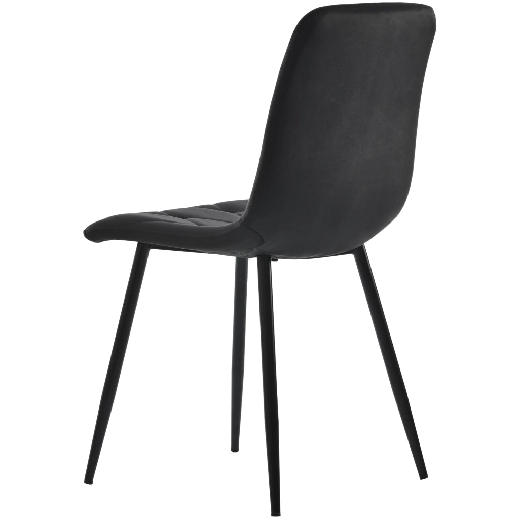 Sedie da Pranzo Set 4 Pezzi Imbottite ¨C Xylo ¨C Velluto Nero, Gambe in Metallo, Schienale