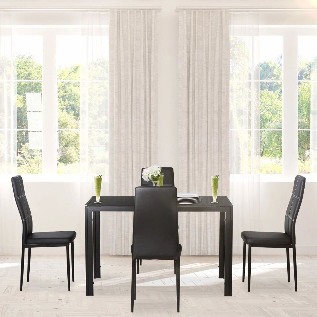 Set Tavolo e Sedie da Pranzo ¨C Minimal ¨C Nero, Legno, 90x200