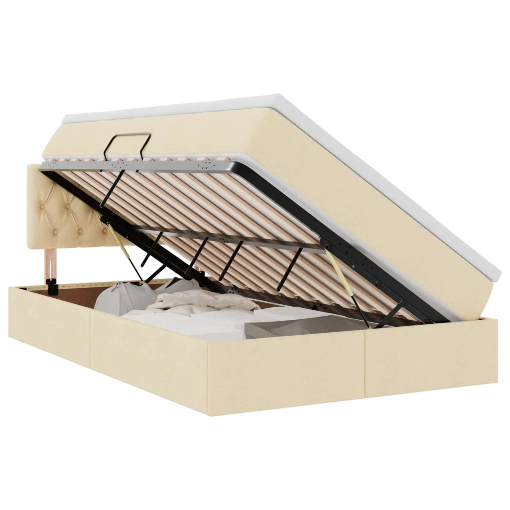 Letto con contenitore e materasso Crema 120 x 200 cm