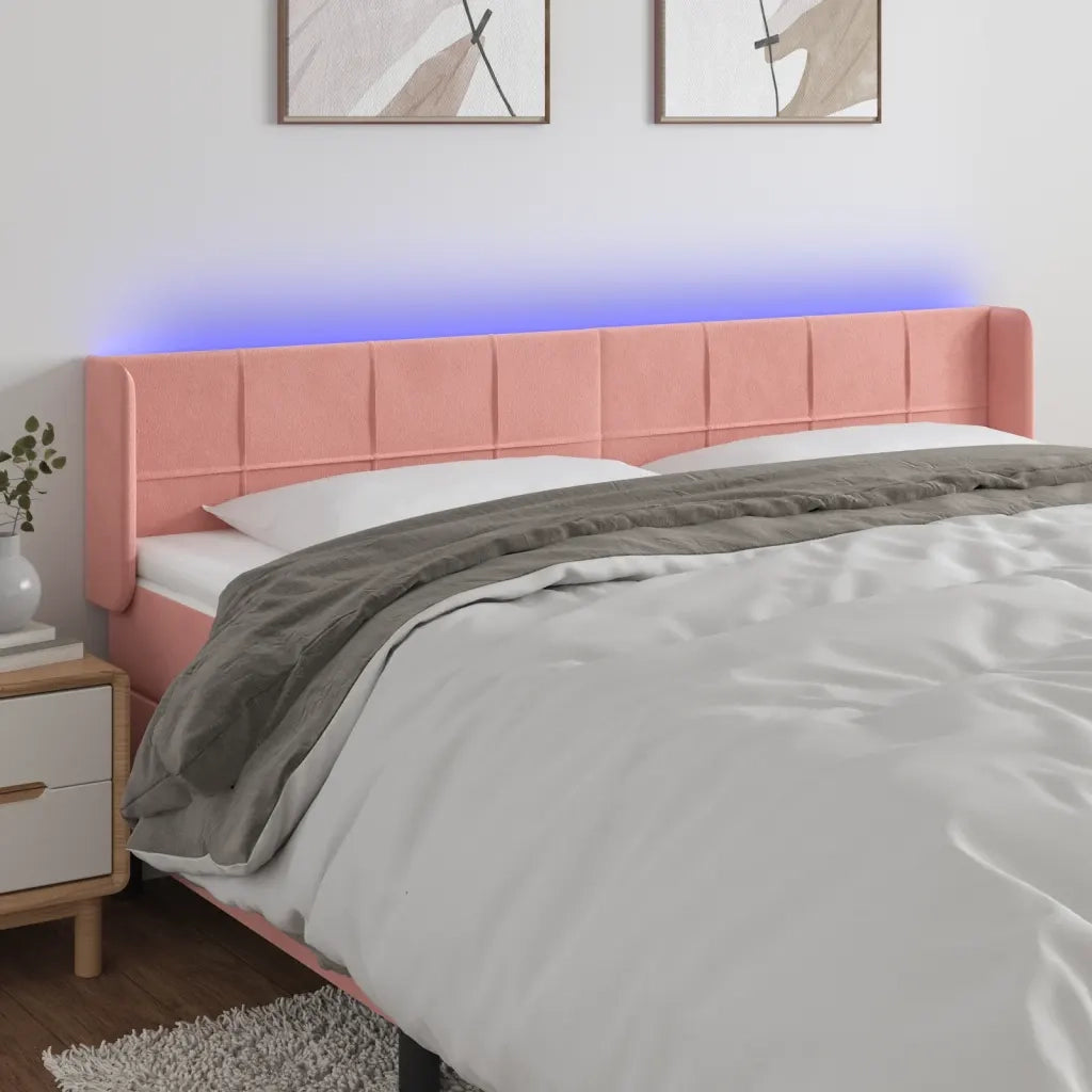 Testiera a LED-Testata con LED Rosa 183x16x78/88 cm in Velluto 486163