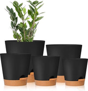 Pannelli per piante autoscatolanti - Contenitori per piante con drenaggio - 5 pezzi - Nero - Plastica