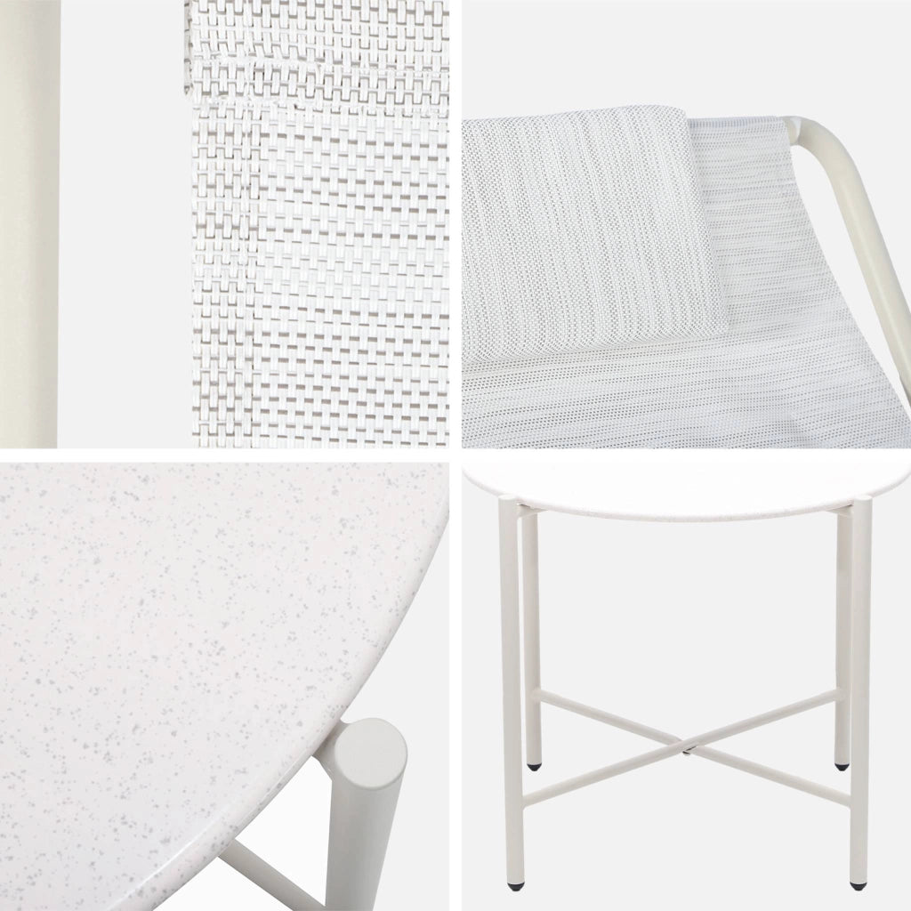 Salotto da giardino con tavolo rotondo in acciaio, 2 posti, beige