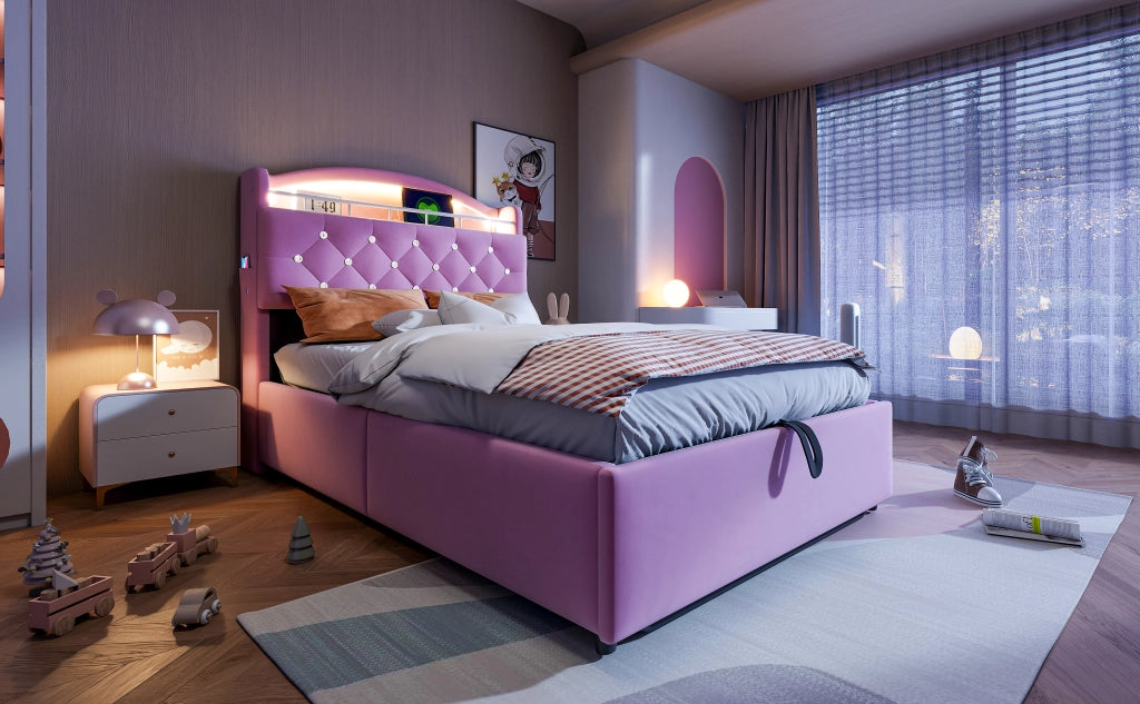 letto imbottito tessuto rosa 90 x 200 cm