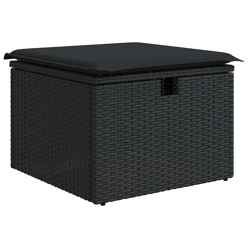 Set Divani da Giardino 9 pz con Cuscini Nero Polyrattan Acacia 3328042