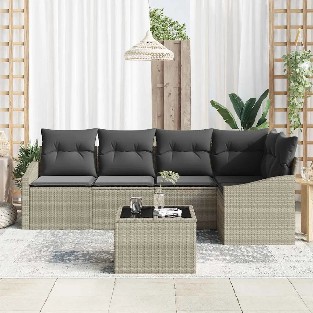 Set Divano da Giardino 6 pcs Grigio chiaro polyrattan 3355401