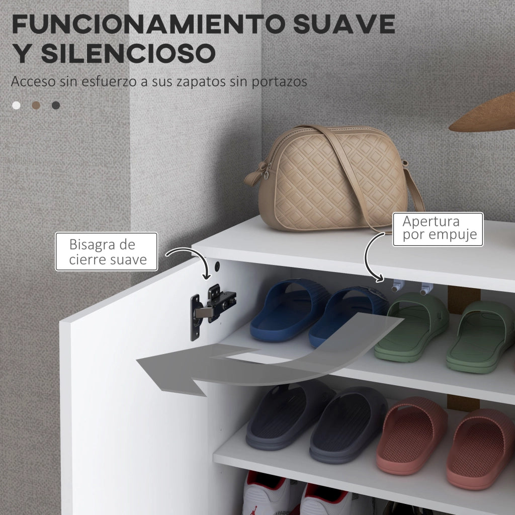 Scarpiera con Specchio per 18 Paia ¨C Minimal ¨C Bianco 60x32x95 cm