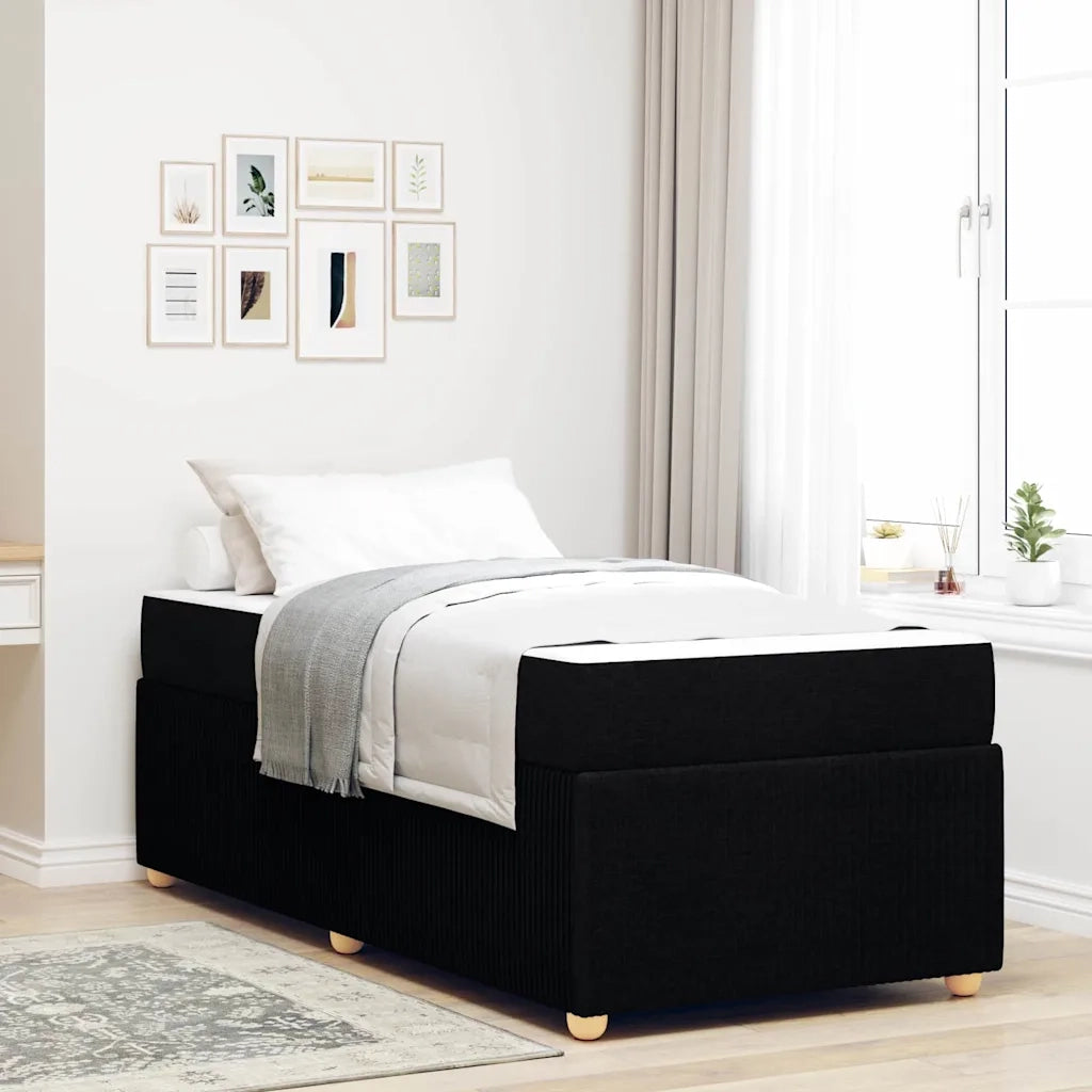 Letto singolo | Letto per adulti | Struttura del letto con materasso Nero 90 x 200 cm Tessuto
