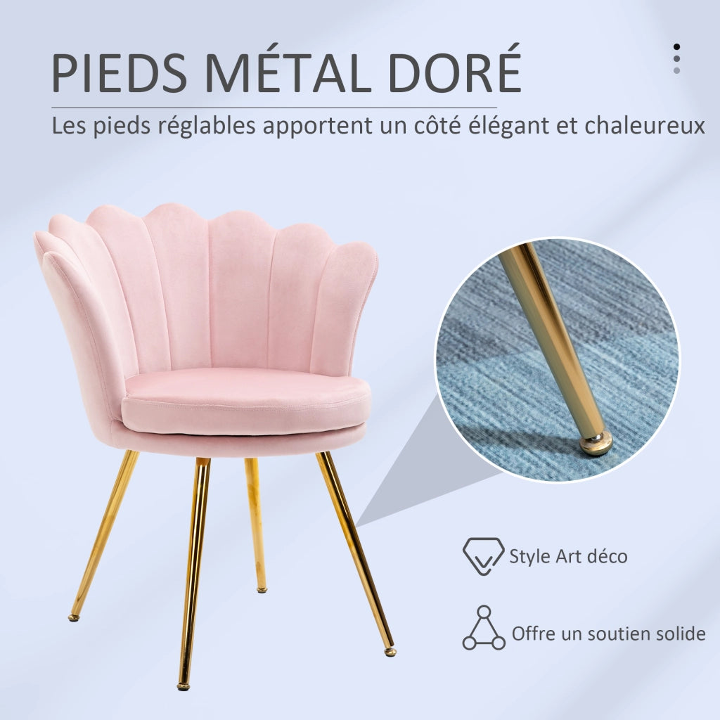 Poltrona in velluto con gambe in metallo dorato ¨C Minimal ¨C 67x64x77 cm rosa