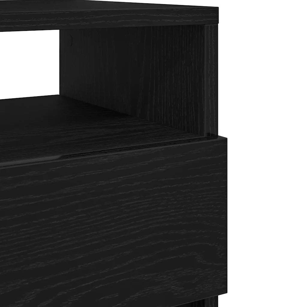 Comodino | Armadio da Notte | Mobiletto da notte con 2 Cassetti Nero 40x33x60 cm