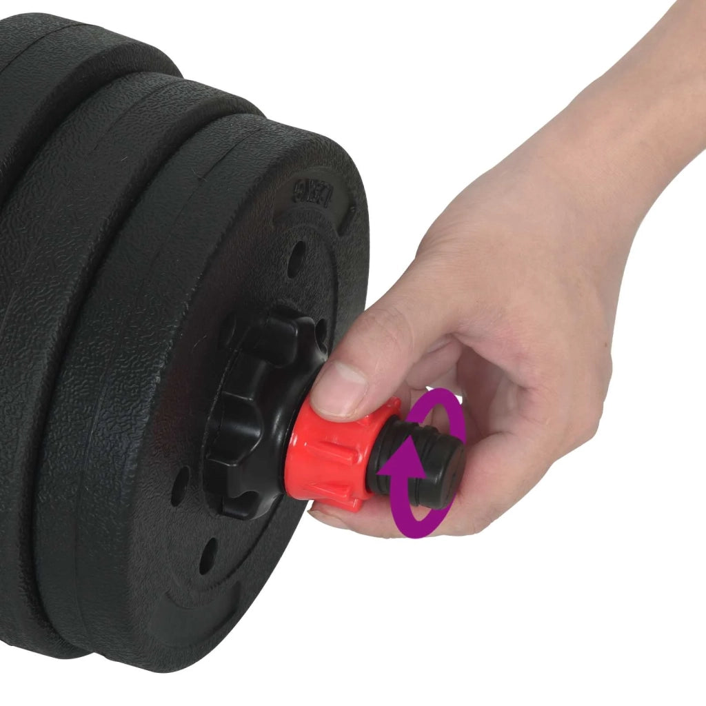 Set Manubri e Bilanciere 2-in-1 20 kg Nero e Rosso CFW3366902