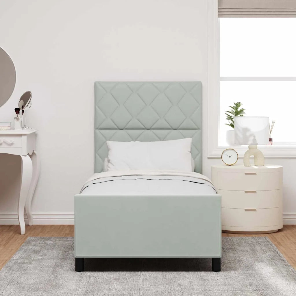 Letto a molle con testiera Grigio chiaro 90 x 190 cm Velluto