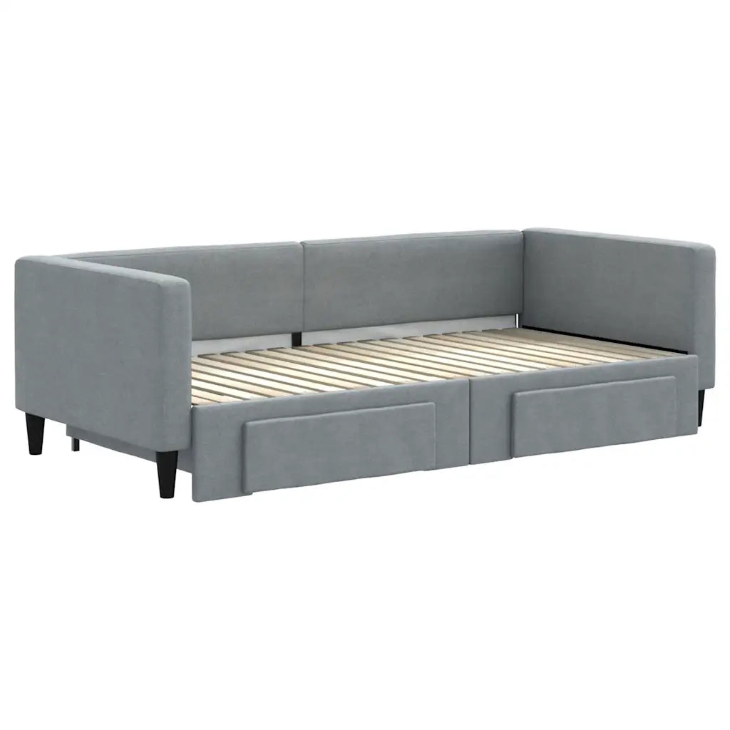 Divano Letto Estraibile Cassetti Grigio Chiaro 100x190 Tessuto 3196657