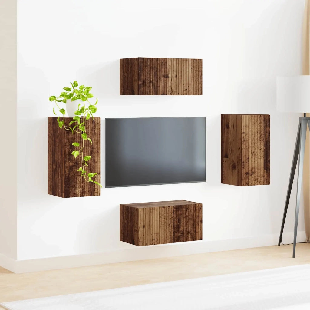Set mobile TV 4 pcs Legno vecchio Legno multistrato 3409157