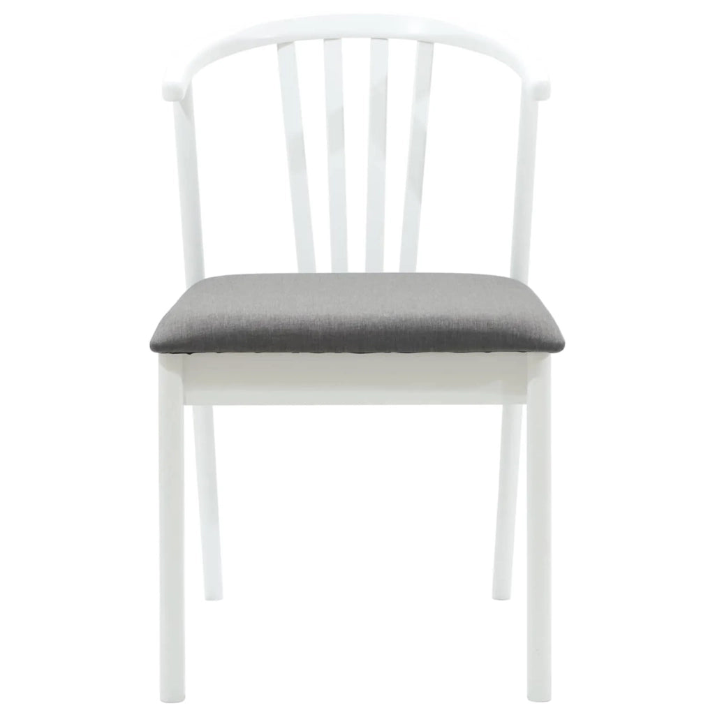 Sedia da pranzo 2 pcs Bianco e Grigio Legno di gomma massiccio