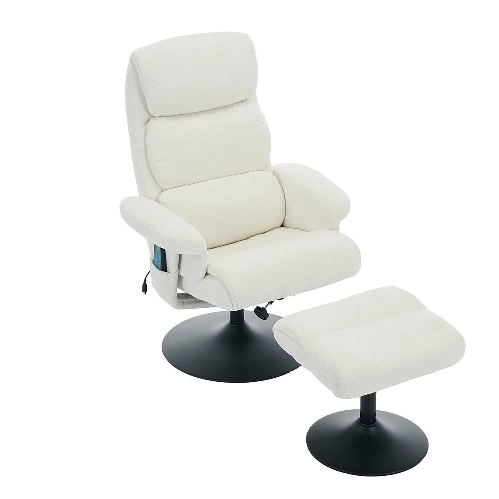 Poltrona massage - Xylo - 5 punti riscaldamento 360° chenille bianco