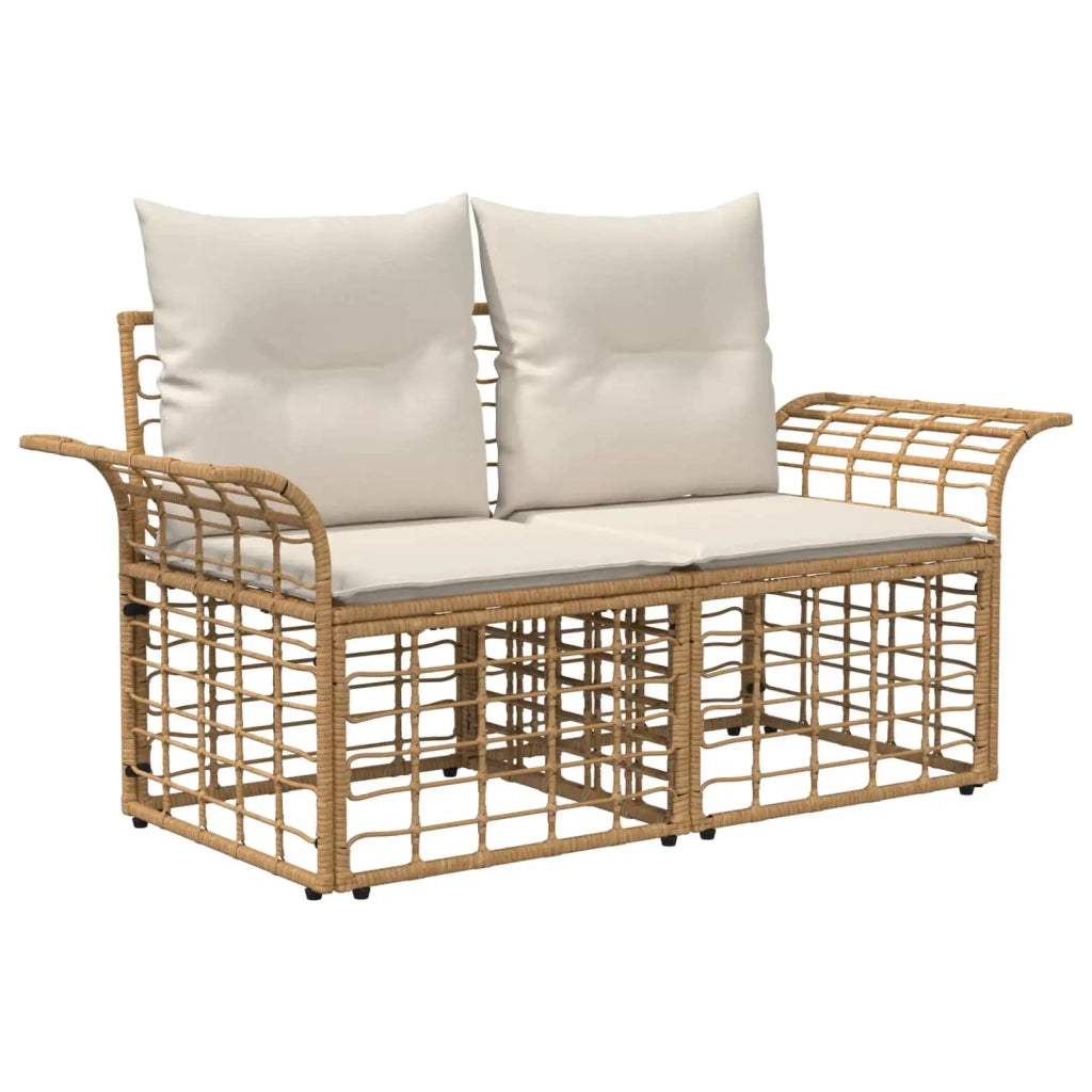 Set Divano da Giardino 12 pz Naturale e Bianco Crema polyrattan 3438032
