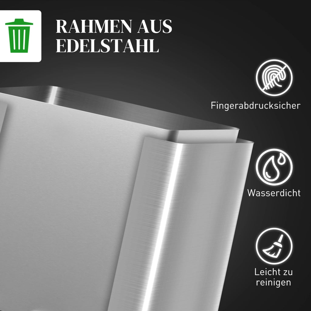 Bidoni per Rifiuti ¨C Minimal ¨C Acciaio Inox, 40 L, Argento
