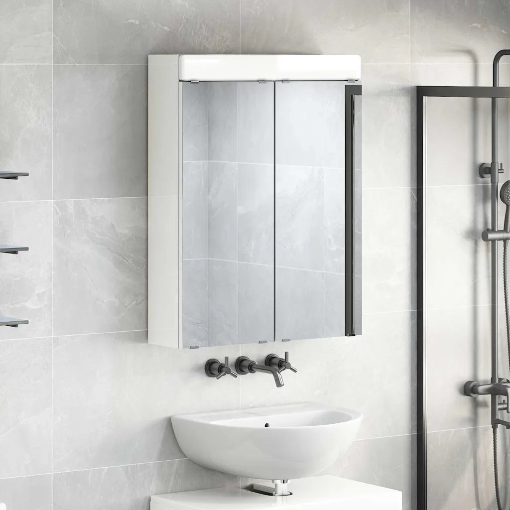 Mobiletto per specchio da Bagno | Armadio da bagno con porta TULUM Bianco Lucido