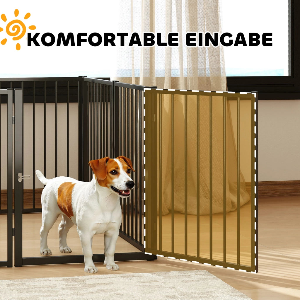 Recinto per cani ¨C Minimal ¨C 8 pannelli pieghevole con porta, acciaio, nero