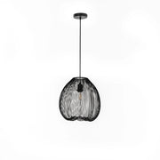 Lampada a Sospensione Jaula in Metallo Nero Lucido, Diametro 35 cm, Altezza Regolabile, Attacco E27 per Interni - Illuminazione Design