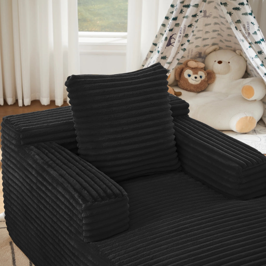 Chaise longue relax convertibile - uso poltrona e letto - in velluto a coste - nero