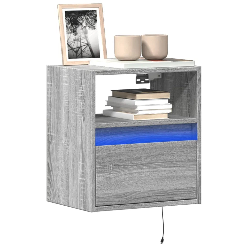 Mobile TV a Parete | Armadietto TV | Mobile Porta TV con Luci LED Grigio Sonoma 41x31x45 cm