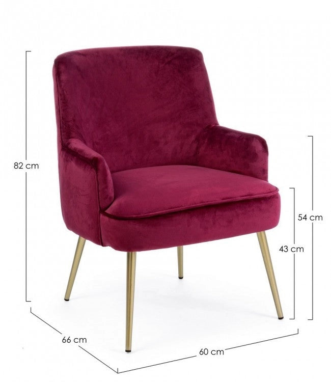 Poltrona Clelia in Tessuto effetto Velluto Vino