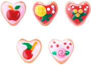 Gusci di vetro in forma di cuore - 5 pezzi - Disegno Millefiori - Lampwork di alta qualità - Creazione di gioielli - Dimensione 13,5 mm