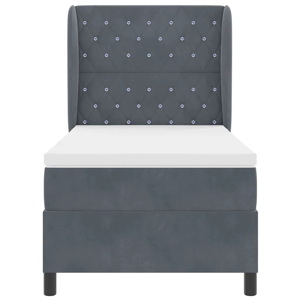 Letto a molle con materasso Grigio scuro 200 x 100 cm Velluto 3340863