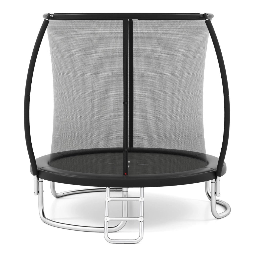 Trampolino da esterno 244 x 240 x 60 cm maggiore sicurezza facile accesso design moderno in acciaio zincato nero 20_0014506