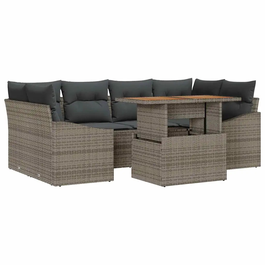Set Divano da Giardino 7 pcs Grigio Poly Rattan 3358526