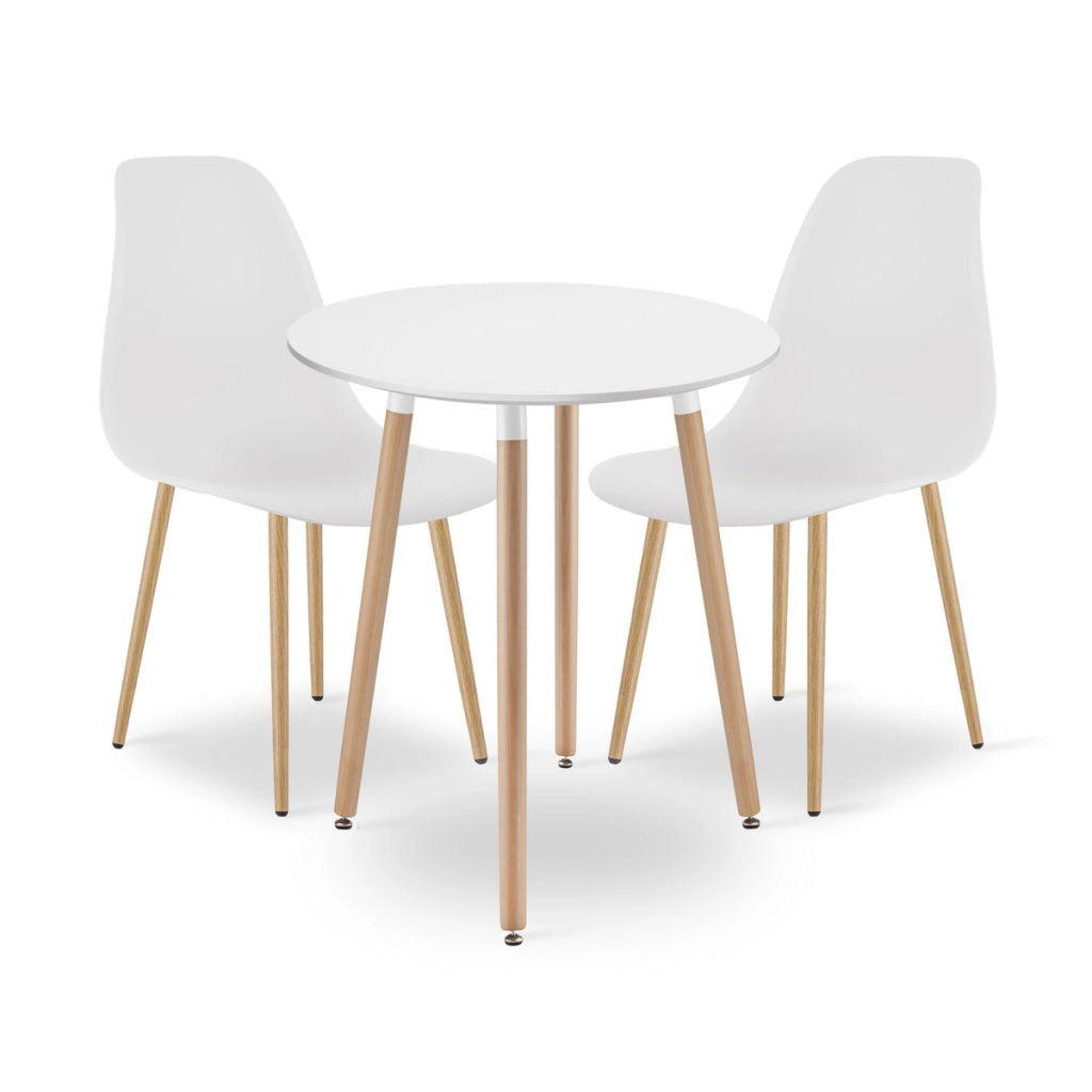 Set da pranzo scandinavo Kami con tavolo rotondo e 2 sedie Wat