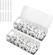 Due cassetti di supporto cavo trasparenti con 8 contenitori - cassetti di gestione cavo per ufficio casa uso domestico con 10 cinture per cavo