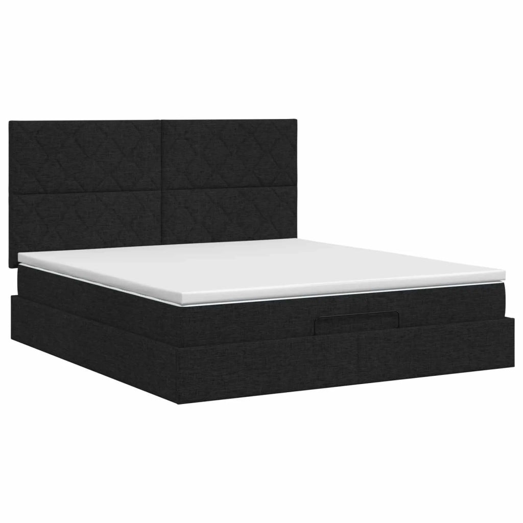 Letto ottomano con materasso Nero 160 x 200 cm Tessuto 3457586