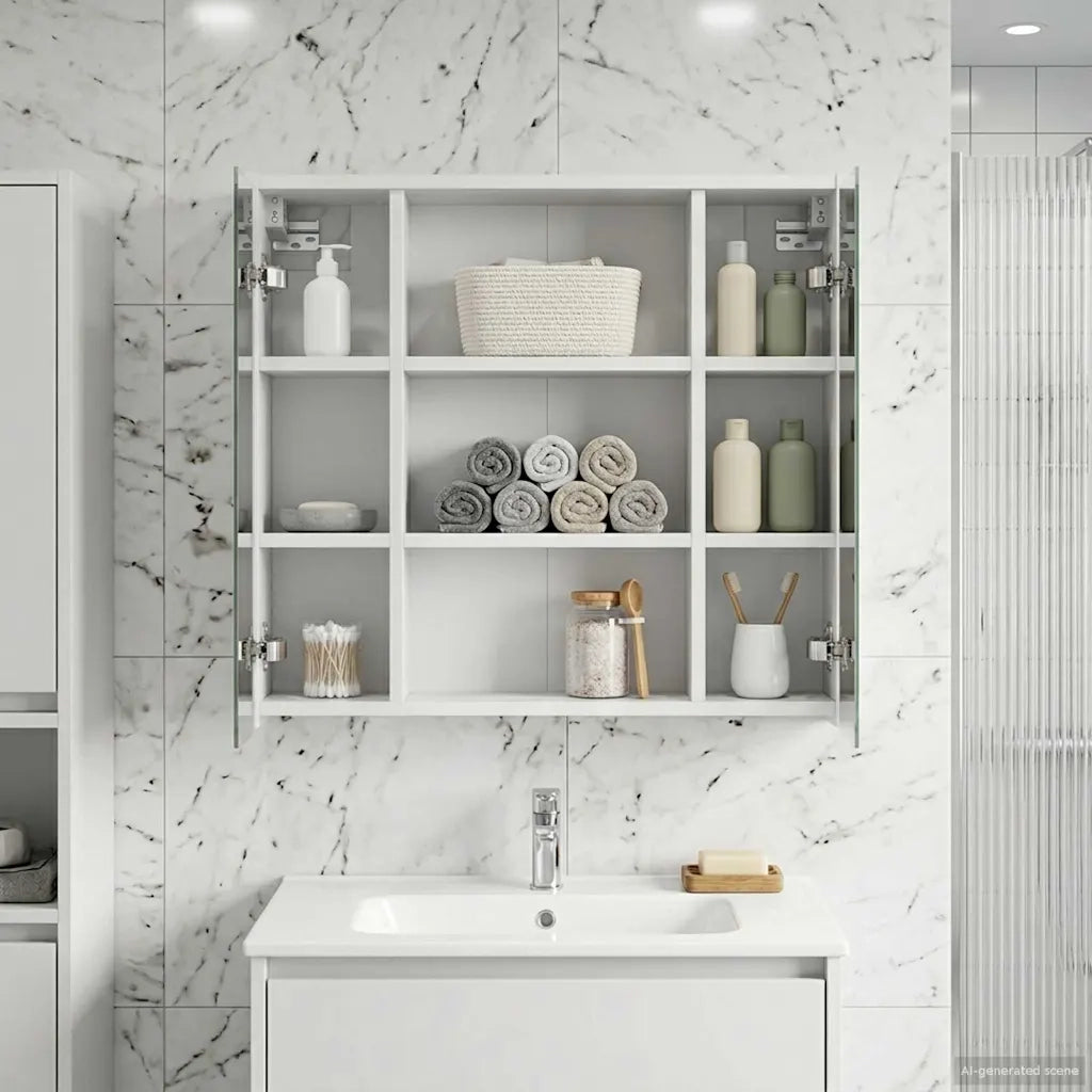 Mobiletto per specchio da bagno Bianco 63,5 x 16 x 62,5 cm 889151