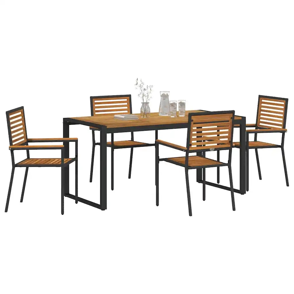 Set da Pranzo per Giardino 5 pcs Nero e Marrone polyrattan 3365475