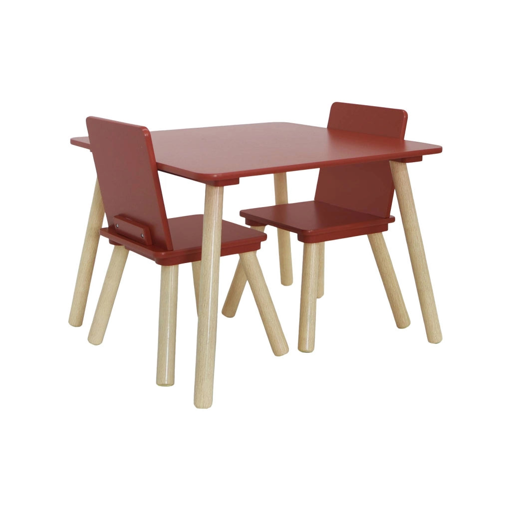 Set tavolo e 2 sedie per bambini, terracotta