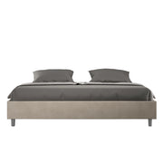 BS COM Letto matrimoniale king size senza rete imbottito 190x200 microfibra sabbia