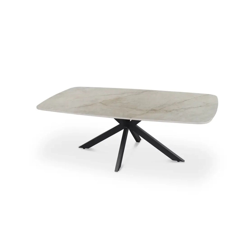 Tavolino basso ARVENA – Tavolino rettangolare 130x70 cm – Marmo beige & metallo – Design di alta gamma e raffinato