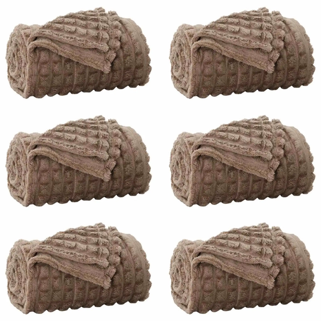 Coperte da Pile 6 pcs Cammello 270 x 240 cm Panno