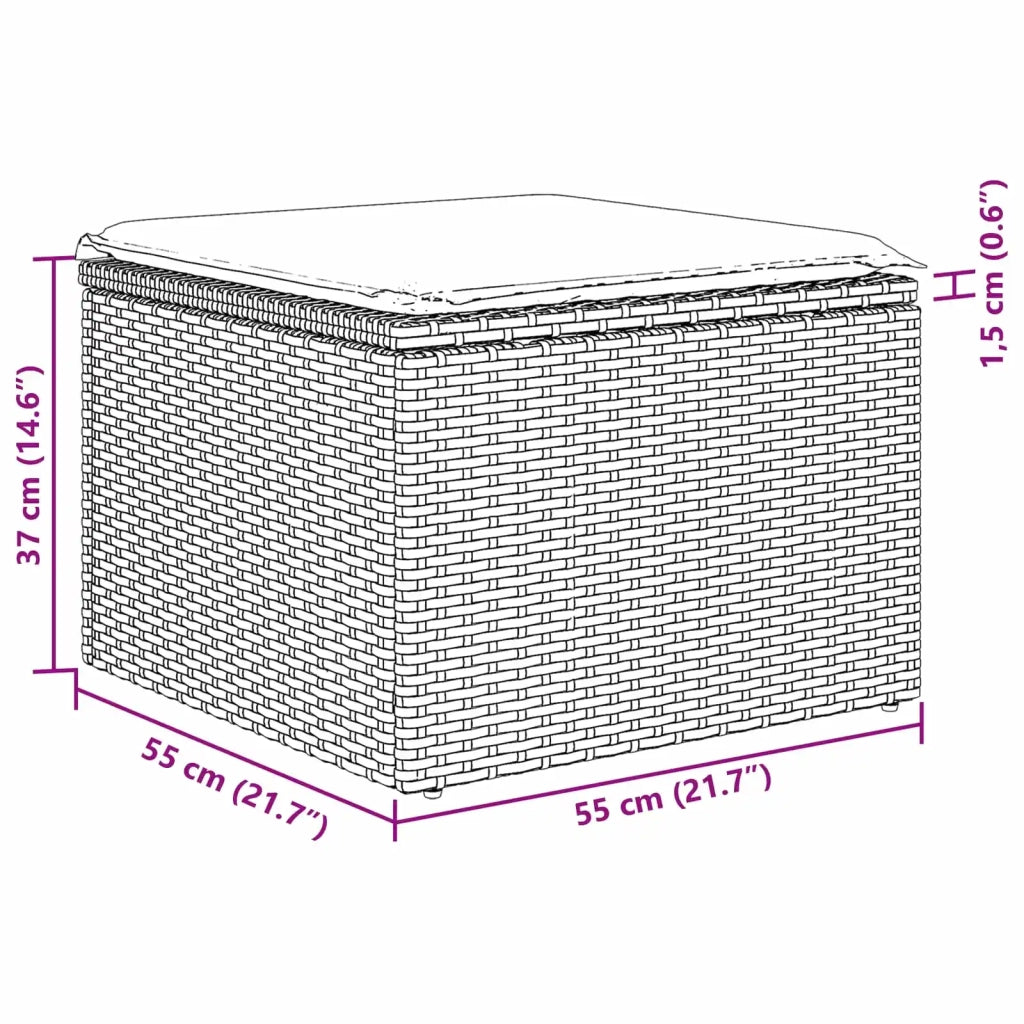 Set Divano da Giardino Grigio polyrattan 3345775