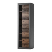 Libreria ONYXIA, colore quercia scura e nero opaco, 59,2 x 195,6 x 41,8 cm.