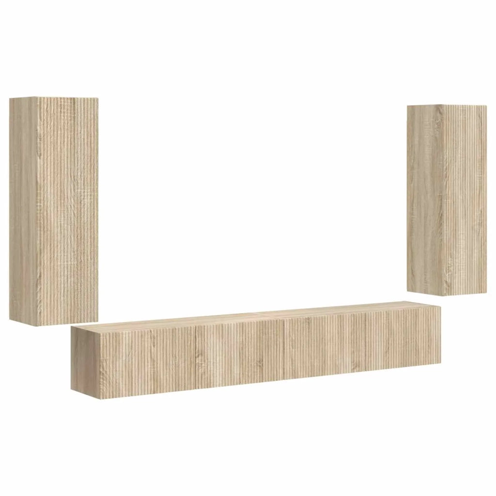 Set di Mobiletto da TV a Parete 4 pcs Rovere Sonoma