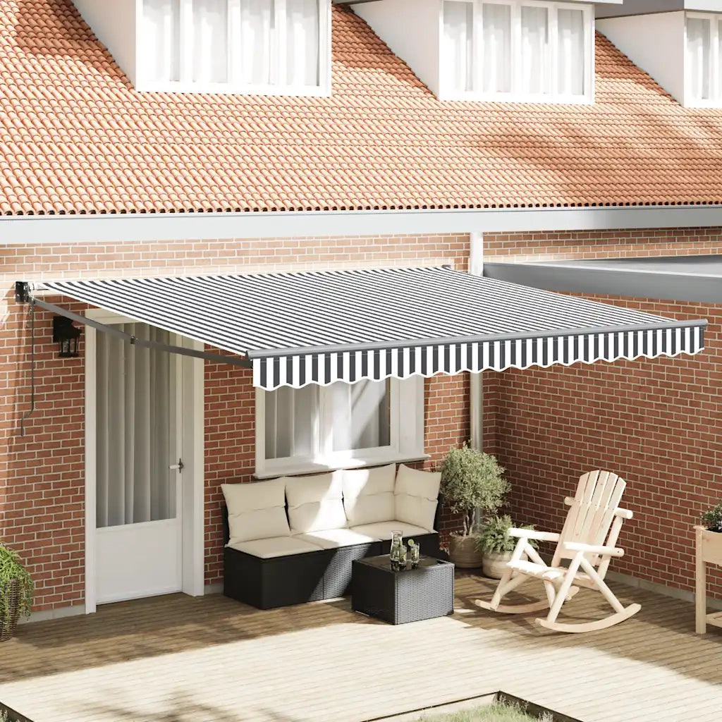 Tenda Retrattile Antracite e Bianca 4x3 m Tessuto e Alluminio 3216120