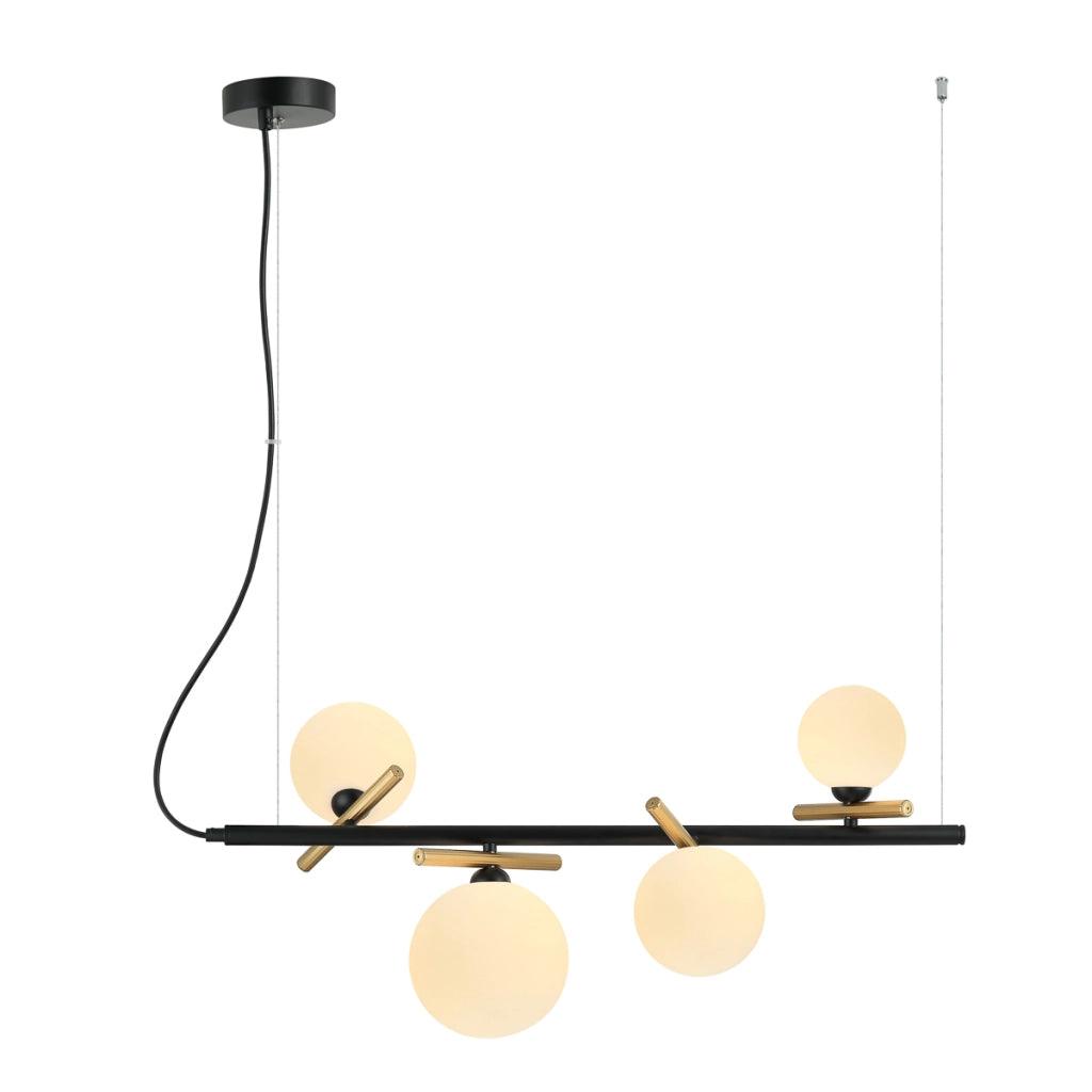 Sospensione moderna nero oro sfere bianche 4xG9 Italux