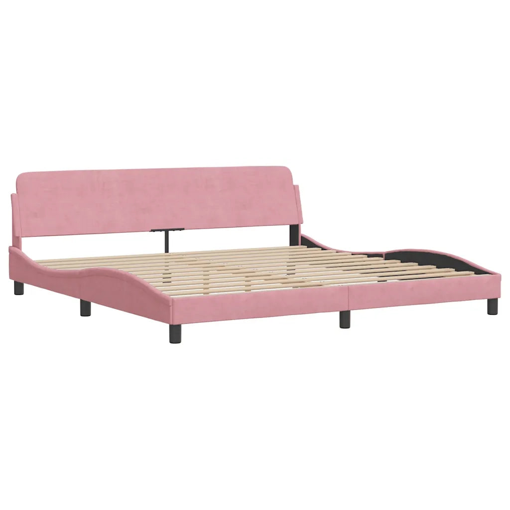 Letto matrimoniale | Letto per adulti | Giroletto Dover Rosa 200x200 cm in Velluto