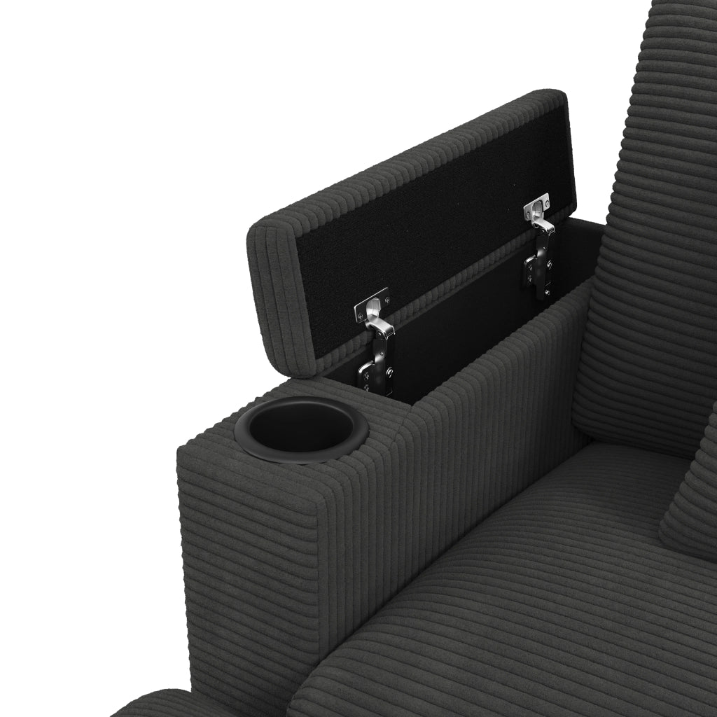 Sistema modulare divano angolare con funzione letto - Zephmum- USB e supporto smartphone, Grigio