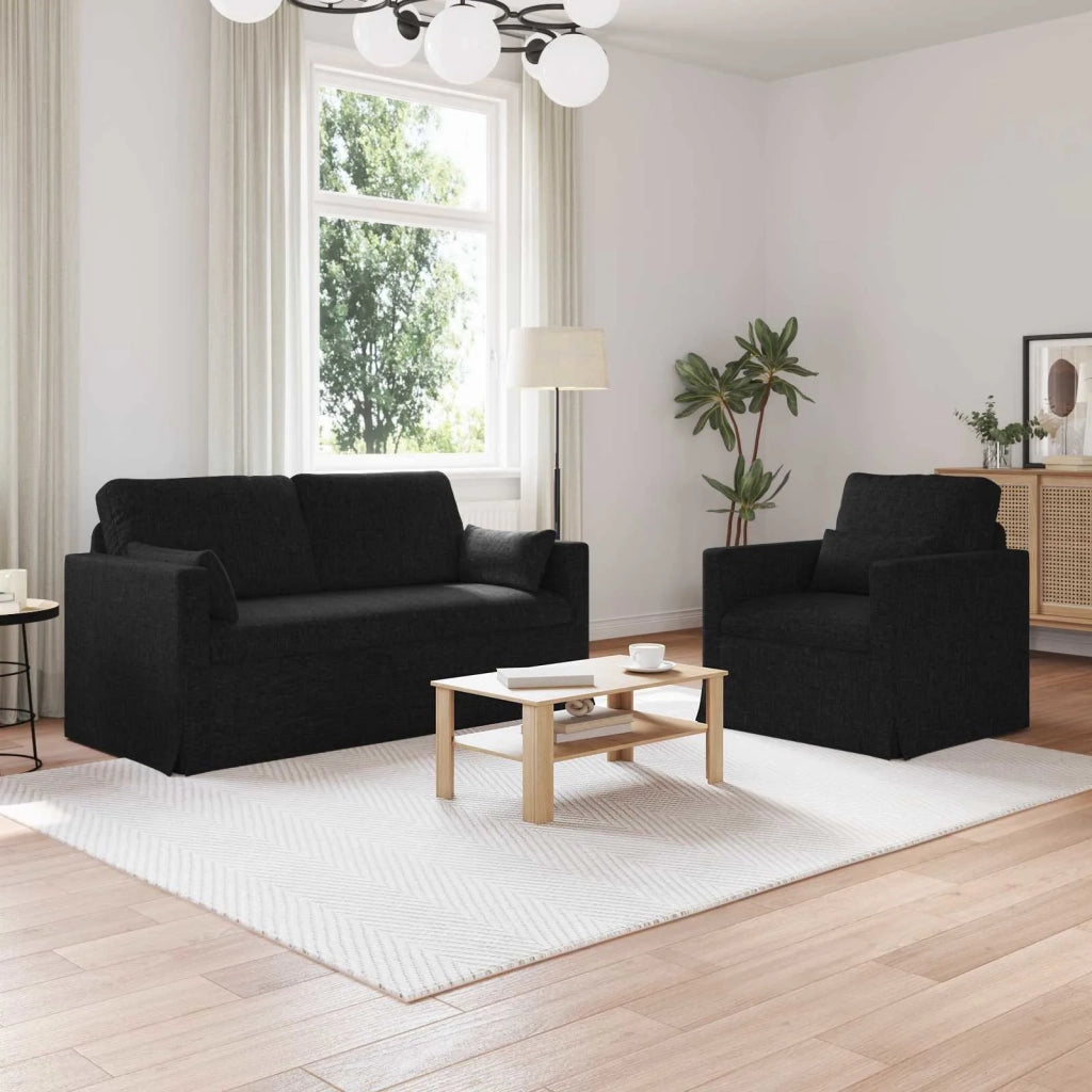 Set di divani 2 pcs Nero 158 x 78 x 80 cm Tessuto 3407539