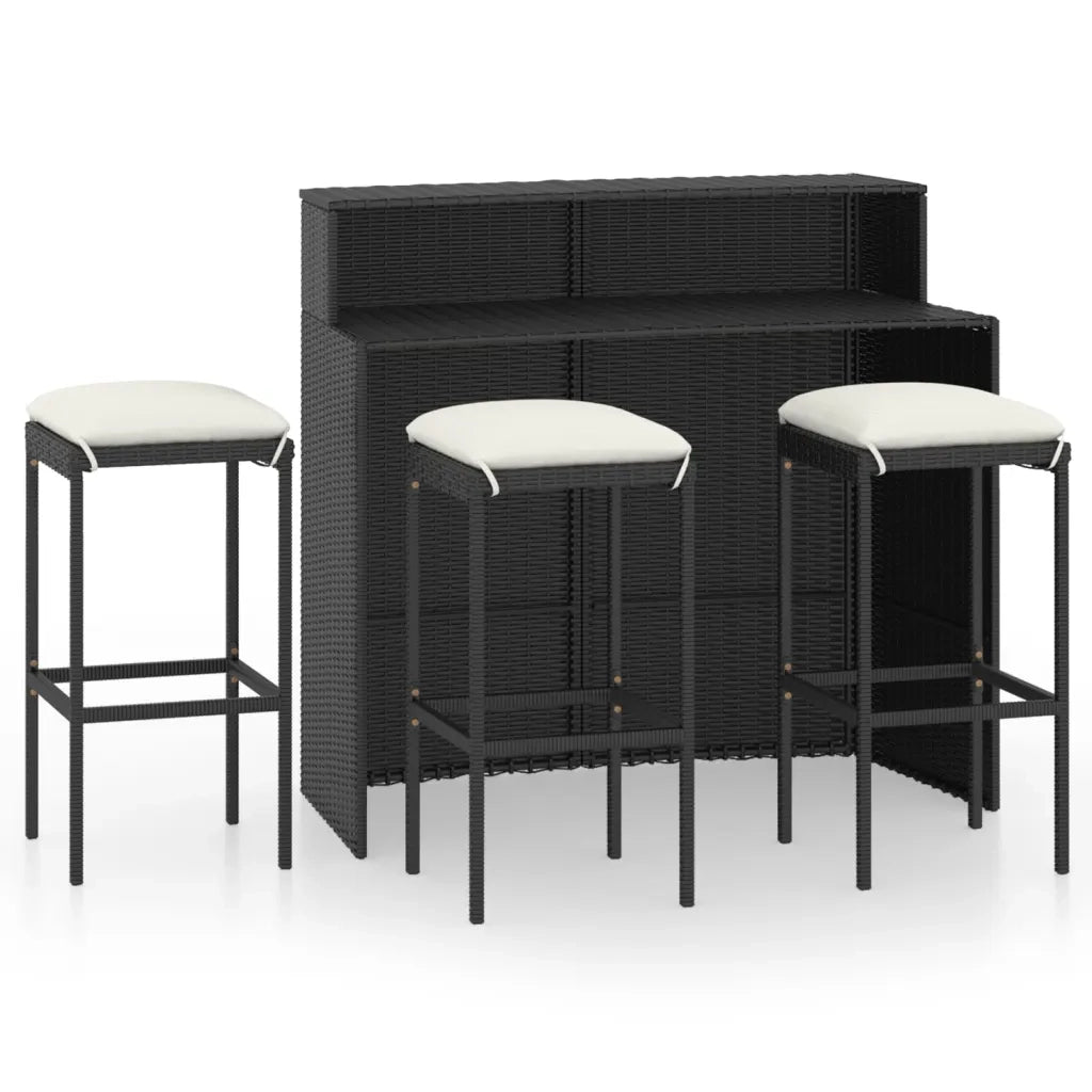 Set Bar da Giardino 4 pz con Cuscini Nero 3064876