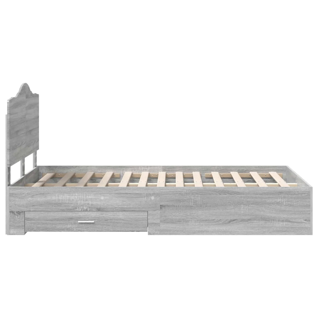 Struttura del letto con testiera-Giroletto con Testiera Grigio Sonoma 135 x 190 cm 279534